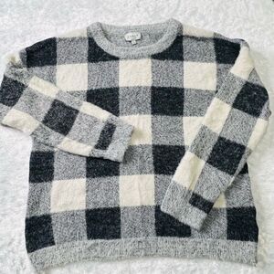Cyrus fuzzy buffalo checkered plaid sweater.